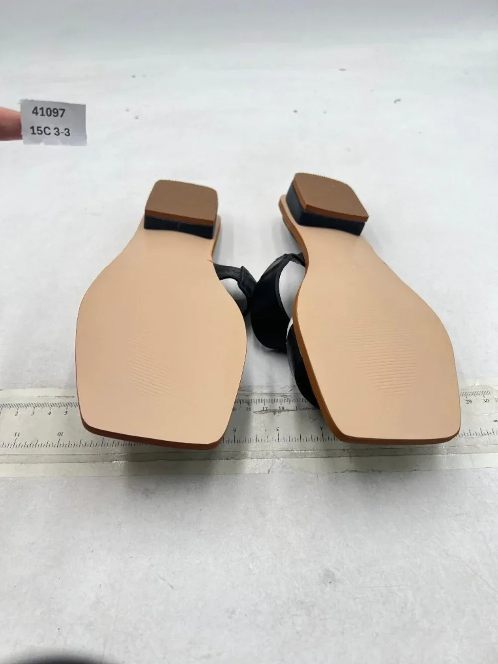 FYS Black Square Open Toe  Sandals Two Strap Slip On Outdoor Slippers Beach Shoe